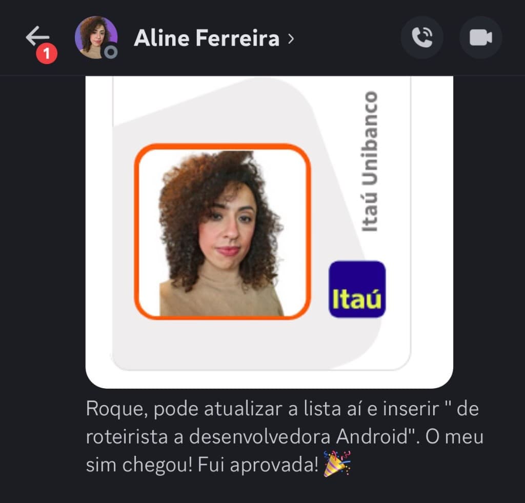 Depoimento de Aline Ferreira — de roteirista a desenvolvedora Android no Itaú