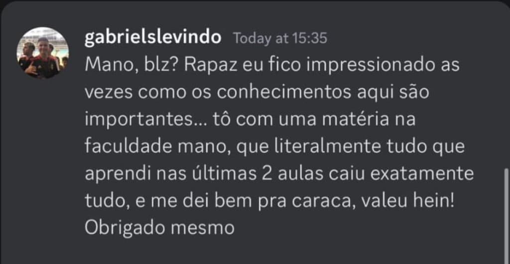 Depoimento da comunidade — conquista de vaga com bom salário